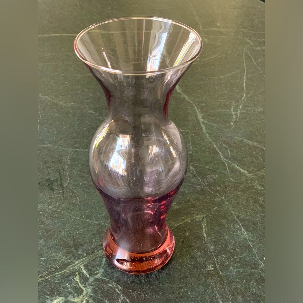 VINTAGE ART GLASS | Light Pink Glass Vase | Made in Poland